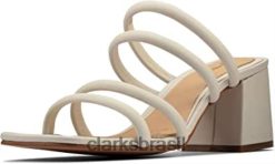 Clarks mulheres sandália feminina clarks sheer 65 mule de salto alto RJZRN91 branco