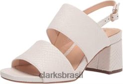 Clarks mulheres Sandália feminina de salto alto 55 tipo cobra branca Clarks RJZRN590 cobra Branca