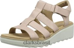 Clarks mulheres Sandália feminina Jillian Quartz Cunha Clarks Dusty Rose Couro RJZRN2893 couro rosa empoeirado