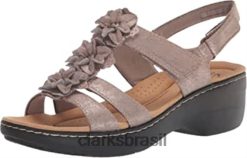 Clarks mulheres sandália feminina merliah sheryl de salto clarks taupe metálico sintético RJZRN2415 cinza metálico sintético