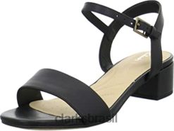 Clarks mulheres sandália feminina preta com tira no tornozelo orabella íris clarks RJZRN828 preto