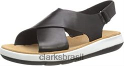 Clarks mulheres sandália jemsa cross feminina clarks couro preto RJZRN447