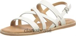 Clarks mulheres sandália karsea sun feminina clarks couro branco RJZRN806 couro branco