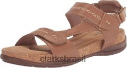 Clarks mulheres sandália rasteira roseville mae feminina couro marrom claro clarks RJZRN1686