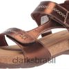 Clarks mulheres sandália rasteira roseville mae feminina couro metálico clarks RJZRN2798 couro metálico