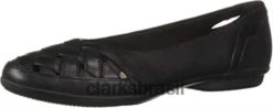 Clarks mulheres sapatilha de balé Gracelmaze feminina Clarks couro preto RJZRN1487 couro preto