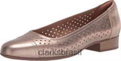 Clarks mulheres sapatilha feminina juliet cedar ballet clarks couro metálico RJZRN2951 couro metálico