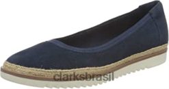 Clarks mulheres sapatilha feminina serena kellyn ballet camurça marinho clarks RJZRN278 camurça azul marinho