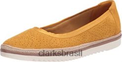 Clarks mulheres sapato clarks amarelo baixo camurça serena kellyn feminino RJZRN1323 camurça amarela