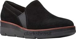 Clarks mulheres sapato clarks feminino shaylave em camurça preta RJZRN32