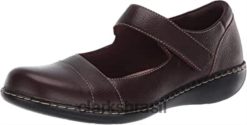 Clarks mulheres sapato feminino ashland bliss mary jane clarks couro borgonha RJZRN1589 couro bordô