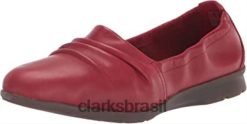 Clarks mulheres sapato feminino de couro vermelho jenette rubi clarks RJZRN852 couro vermelho