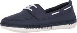 Clarks mulheres sapato feminino Step Maro Sand Boat Clarks Navy Textil RJZRN2493 têxtil da marinha