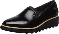 Clarks mulheres sapato sharon dolly feminino preto sintético patente clarks RJZRN254