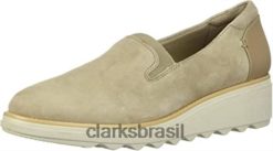 Clarks mulheres sapato sharon dolly feminino sand camurça clarks RJZRN2822 camurça de areia