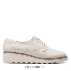 Clarks mulheres sharon noel prata metálico clarks RJZRN3910 prata metálico