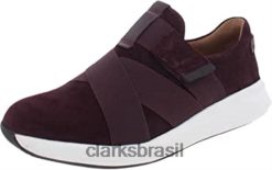 Clarks mulheres tênis cano baixo feminino clarks camurça bordô RJZRN87 camurça bordô