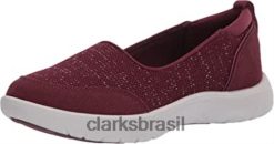 Clarks mulheres tênis clarks adella blush feminino têxtil bordô RJZRN1904 têxtil bordô
