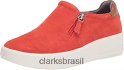 Clarks mulheres tênis clarks feminino layton step camurça laranja brilhante RJZRN1266 camurça laranja brilhante