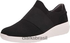 Clarks mulheres tênis clarks preto têxtil feminino kayleigh band RJZRN2817 têxtil preto