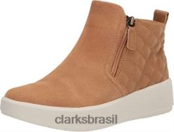 Clarks mulheres tênis feminino layton zip clarks light tan combi RJZRN2959 combinação bronzeado claro