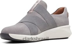 Clarks mulheres tênis feminino não estruturado com alça un rio camurça atlética e de treinamento clarks combinação de camurça cinza claro RJZRN1797 combinação de camurça cinza claro