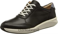 Clarks mulheres tênis un rio mix feminino couro marinho clarks RJZRN2686 couro marinho