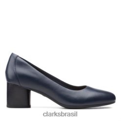 Clarks mulheres un cosmo vestido azul marinho couro clarks RJZRN3942 couro marinho