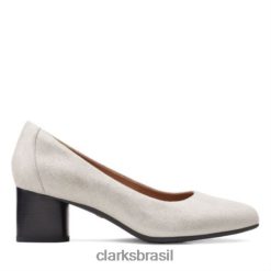 Clarks mulheres vestido clarks prateado metálico un cosmo RJZRN3905 prata metálico