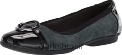 Clarks mulheres vestido feminino Gracelwind de camurça verde escuro combi liso ballet clarks RJZRN580 combinação de camurça verde escuro