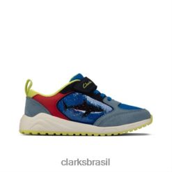 Clarks unissex aeon flex jnr f fit clarks azul brilhante combi RJZRN4957 combinação azul brilhante