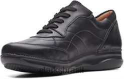 Clarks unissex appley tie sapatos de couro preto clarks RJZRN246