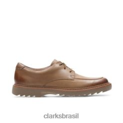 Clarks unissex asher grove jnr f fit clarks de couro tan RJZRN4990 couro bronzeado