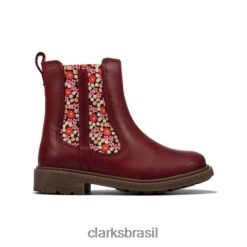 Clarks unissex astrol orinf f fit clarks couro cereja RJZRN4557 couro cereja