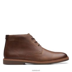 Clarks unissex atticus lt couro tan médio escuro clarks couro tan escuro RJZRN6783 couro castanho escuro