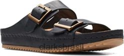 Clarks unissex brookleigh sun sandálias de couro preto clarks RJZRN446