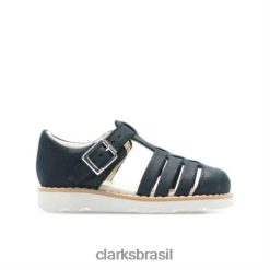 Clarks unissex clarks coroa haste em couro azul marinho inf g fit RJZRN4867 couro marinho