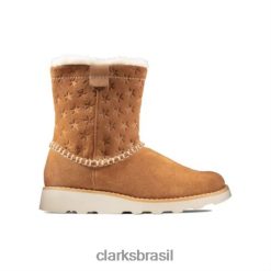 Clarks unissex clarks coroa piper jnr f fit tan suede RJZRN4554 camurça bege