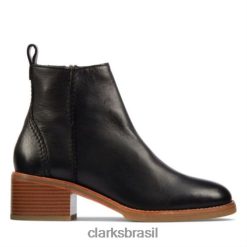 Clarks unissex clarks couro preto colônia zip RJZRN4192 couro preto