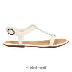 Clarks unissex Clarks de couro branco Risi Hop RJZRN4291 couro branco