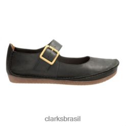 Clarks unissex clarks de couro preto janey junho RJZRN4067 couro preto