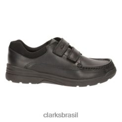 Clarks unissex Clarks de couro preto obie play jnr g fit RJZRN4995 couro preto