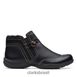 Clarks unissex Clarks de couro preto Rosevilleaster RJZRN4152 couro preto