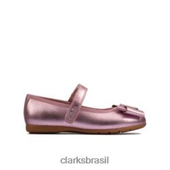 Clarks unissex Clarks de couro rosa dança arco inf g fit RJZRN4675 couro rosa