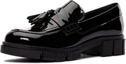 Clarks unissex Clarks feminino estilo mocassim slip on sapato teala loafer preto RJZRN2658 preto