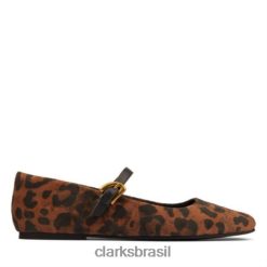 Clarks unissex Clarks Leopard Suede Pure Tbar RJZRN4337 camurça leopardo