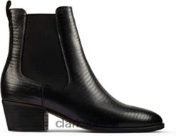 Clarks unissex Clarks Octavia Lo botas de couro preto crocodilo RJZRN2451