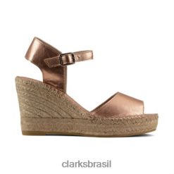 Clarks unissex Clarks Rose Gold Metálico Couro Polensa Sand RJZRN4273 couro metálico ouro rosa