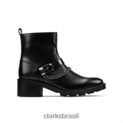 Clarks unissex Clarks Roseleigh couro preto RJZRN4218 couro preto