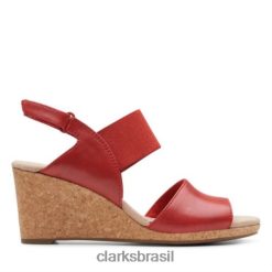 Clarks unissex couro vermelho / tecido combi clarks lafley lily RJZRN4272 couro vermelho / combinação têxtil